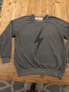Aviator Nation Charcoal Gray Lightning Bolt Pullover